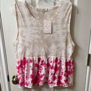 Pink and Cream Sleeveless Top